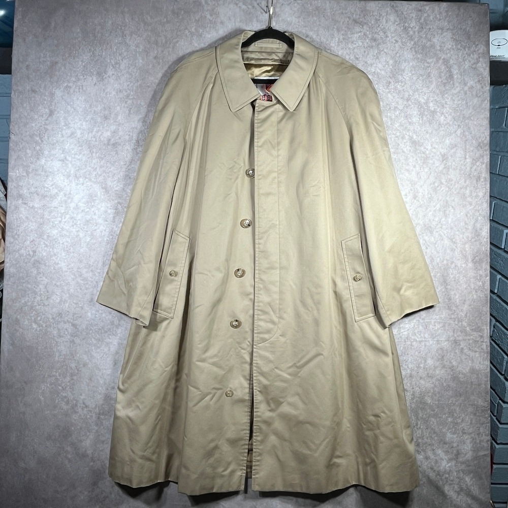 Vintage Baracuta Trench Coat Mens Size 44 Short Beige Button Wool Liner Business